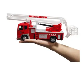 Hot-salg 1:50 legering trække sig tilbage dobbelt-ledes brandbil model,en stige at klatre brandbil toy,Simulering af lyd,gratis fragt