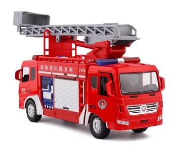 Hot-salg 1:50 legering trække sig tilbage dobbelt-ledes brandbil model,en stige at klatre brandbil toy,Simulering af lyd,gratis fragt