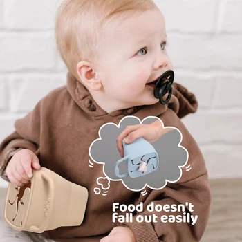 Baby Silikone Snack Kopper til Småbørn Spild Bevis Sammenklappelig Stavre Bærbare Silikone Snack med Låg Baby mad Tank 183544