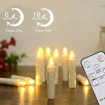 30STK LED Candle omgivende luft. flammeloes Timing julelys batteridrevet Lampe Med Fjernbetjening Og Klip Hjem Bryllup Fødselsdag Dekoration