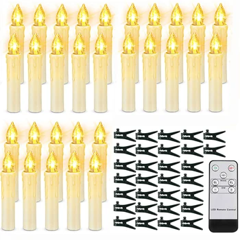 30STK LED Candle omgivende luft. flammeloes Timing julelys batteridrevet Lampe Med Fjernbetjening Og Klip Hjem Bryllup Fødselsdag Dekoration
