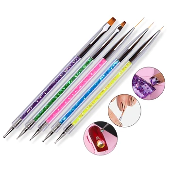 5 STK Nail Art Dot Pen Sæt Tegning Børste Akryl Liner til DIY Nail Design Gul Blå Farve Maleri Pen 21837