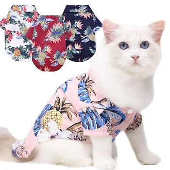 Hawaiian Dog Shirt Sommer Sweatshirts Stranden Shirts Vest for Hund, Kat, Kæledyr, Tøj, Blomster T-Shirt For Lille Stor Hund Chihuahua
