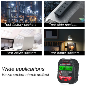 HABOTEST Outlet Tester Spænding Display 90-250V Socket Tester Automatisk Elektrisk Kredsløb Polaritet Spænding Detektor Breaker Finder 100288