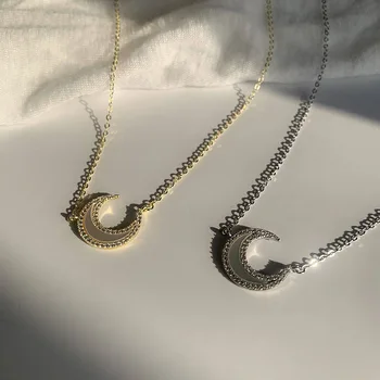 925 Sterling Sølv Shell Moon øreringe Kreative Elegante Kravebenet Kæde Part Smykker Til Kvinder Choker dz553 100526