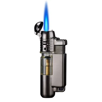 NYE Jet Fakkel Cigar Lightere, Metal, Brændstof synlige Genopfyldning Butan Gas Lightere Udendørs Vindtæt Rygning Tilbehør