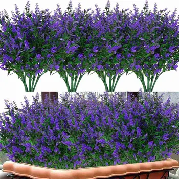 18 Kunstige Lavendel Buketter af Falske Planter, der Bruges til at Dekorere Udendørs Hus, Have Lilla på Terrassen 100567