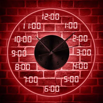Analog Digital Wall Clock med LED-Baggrundsbelysning Humoristisk Designet Numre Akryl Display LED Belysning vægur Room Decor 100670