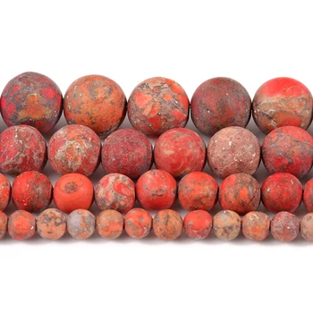 Natursten Mat Orange Rød Amerikanske Turkiser Havsediment Jaspers Perle Løse Perler Til Smykker at Gøre DIY Armbånd 4-10mm 101158