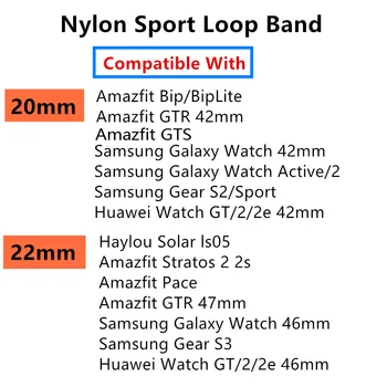 20/22mm rem Til Samsung Galaxy Se 3 45/46/42mm/aktiv 2 Gear S3 Grænse Nylon Armbånd Huawei ur GT 2 2e pro band