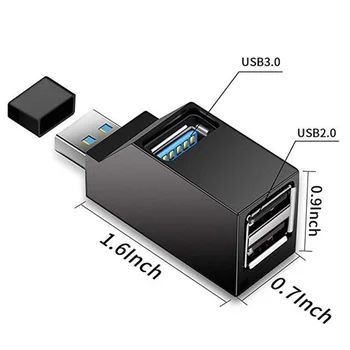 3 Port USB-Hub Mini USB3.0 i Høj Speed Hub Splitter-Boksen til Bærbare PC, U Disk Card-Læser til Mobiltelefoner