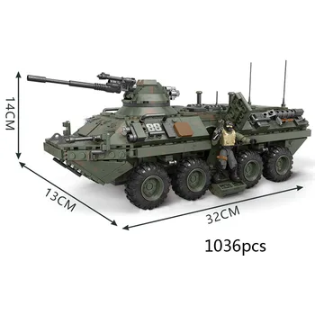 Moderne militær Usa Stryker køretøj IFV mega blok ww2 1:36 skala hær action figurer byggesten legetøj samling 103508