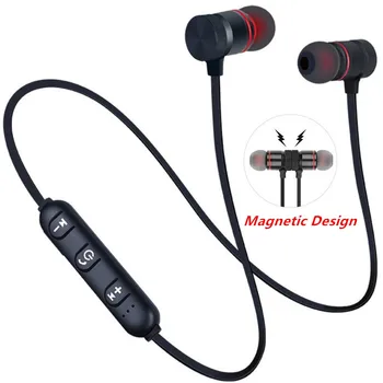 Trådløse hovedtelefoner Neckband Magnetiske Sport 5.0 Bluetooth Hovedtelefon Stereo Øretelefoner Metal Musik Hovedtelefoner Med Mikrofon Til Alle Telefoner 103575