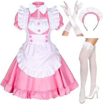 Halloween Cosplay kostumer Anime servitrice Stuepige Kjole Sød Classic Lolita Fancy Forklæde Stuepige Kjole med Sokker Handsker Sæt 103899