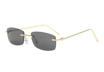 Pladsen Uindfattede Solbriller Kvinder 2021 Brand Design Framless Skære linse solbriller Kvindelige Vintage Grå Pink Briller UV400