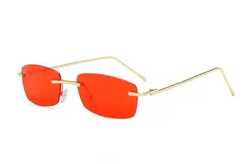 Pladsen Uindfattede Solbriller Kvinder 2021 Brand Design Framless Skære linse solbriller Kvindelige Vintage Grå Pink Briller UV400