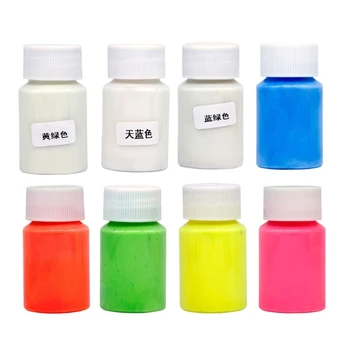 8 Farver Super Lyse Lysende Epoxy Harpiks Pigment Body Art UV-Body Paint Sæt