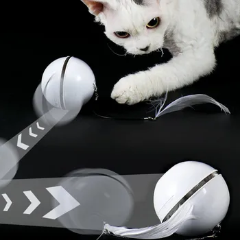 Elektrisk Pet Bold Legetøj, Farverig LED-Rullende Bold Flash Legetøj Til Kat Med Fjer USB-Genopladelige Kat Legetøj Til Hvalpen, Katte Hunde 10561