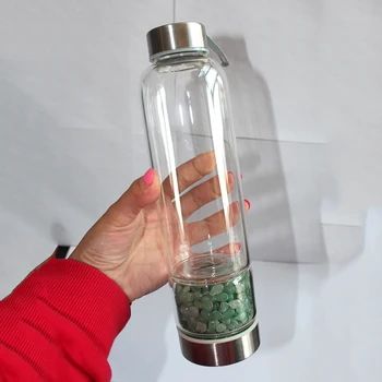 Drop Shipping Naturlig Krystal Kvarts Grus Gemstone Healing Glas Energi-Eliksir Vand at Drikke en Flaske rose Grus, Sten Cup Gave 105636