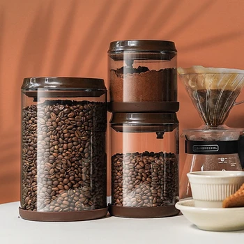 Coffee Bean Storage med Lufttæt Låg Glas Holde sig Frisk og Tør for Slik Cookie Ris, Sukker, Køkken Container Bønner Begrundelse