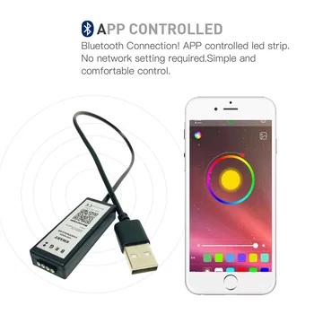 USB LED Strip Light Smart APP Control SMD 5050 Farverige dc 5 v Fleksibel RGB Led Bånd Bånd Trådløse TV-baggrundsbelysning