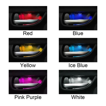 Armlæn Indvendige dørhåndtag Belysning LED Universal Bil Dekorative Lys Inderste Skål Lys 4stk Bil Styling, Auto Atmosfære Lampe