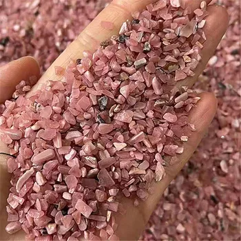Naturlige poilshed gemstone grus pink rhodonite chips krystal healing sten til boligindretning 106414