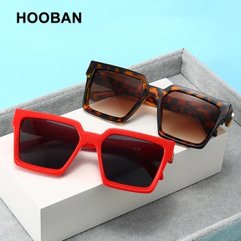 HOOBAN Brand Design Square Solbriller Mænd, Kvinder Mode, Sort Sol Briller Kvindelige Retro Briller Luksus Nuancer UV400 106452