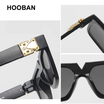HOOBAN Brand Design Square Solbriller Mænd, Kvinder Mode, Sort Sol Briller Kvindelige Retro Briller Luksus Nuancer UV400