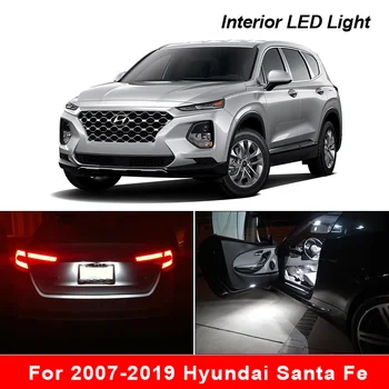For 2007-2019 Hyundai Santa Fe Hvid bil tilbehør, der er Canbus-Fejl Gratis LED Interiør Lys Kit Kort Dome nummerplade lys