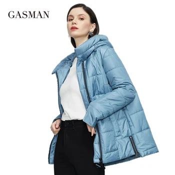 GASMAN nye Kvinder foråret efteråret jakker 2021 Stand-up Krave, lynlås Kvinder Frakke Fashion kort Varm outwear casual parka 81855