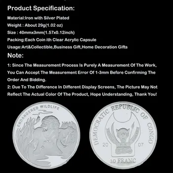 Sølv Forgyldt Truede Dyr Lion Congo Afrikanske Franc Dyr Souvenir-Mønt Medalje Collectible Mønter Gave 10810