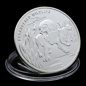 Sølv Forgyldt Truede Dyr Lion Congo Afrikanske Franc Dyr Souvenir-Mønt Medalje Collectible Mønter Gave