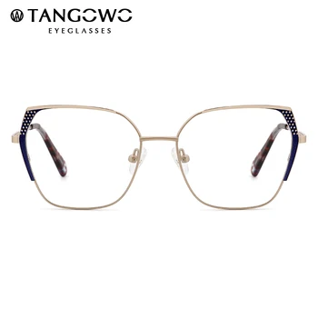 TANGOWO Kvinder Fashion Legering Firkantede brillestel Gennemsigtig Nærsynethed Ramme Kvindelige Optiske Briller Brillerne 202110 109077
