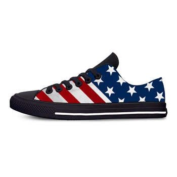 USA og det Amerikanske Flag Stars patriotiske Mode Sjove Casual Klud Sko Lav Top Letvægts Åndbar 3D-Print Mænd kvinder Sneakers 109920