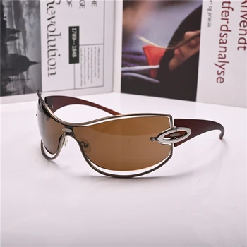 Luksus mærke Kvinder Steampunk Mode Solbriller solbriller til Kvinder Et stykke Lens Anti Refleksion Kørsel Mandlige 110221