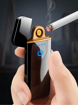 Tryk Opladning Lettere Fingeraftryk Sensing Intelligent Skærm Sikker Vindtæt Kreative Mænd Elektroniske Cigaret Lighter