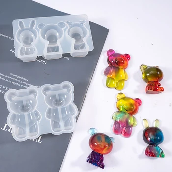 18 Typer 3D-Animalske Silikone Formen Tegnefilm Gummy Bear Kanin Hval Form Epoxy Harpiks Forme Til DIY Håndværk Nøglering Smykker at Gøre 110439