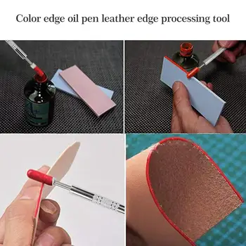 Dobbelt Side Messing Hoved Læder Kant Olie Lime Farve Pen Applikator Hurtig malerulle Værktøj til Læder Håndværk Værktøjer