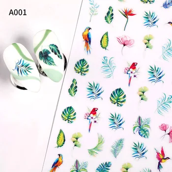 Harunouta Sommeren Enkel Grøn Tema 3D Klistermærke Decals Blad i Blomsten, Træet Sping Fugl DIY Skyderen For Manicure Søm Kunst Wraps