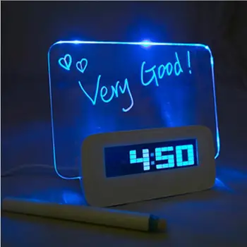 MOSEKO Opgradere Alarm Ure LED Lysstofrør opslagstavle Digitale Vækkeur Kalender Nat Lys Grøn/Blå/Rød Skrivebord Ur