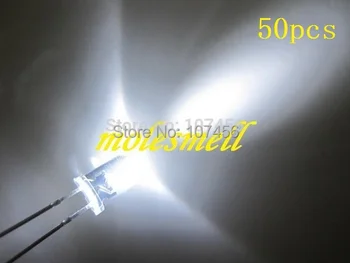 Gratis forsendelse!!! 50stk 5mm rund led 5mm hvid LED(14000~16000 mcd) 5 mm light-emitting diode 5mm vand klar runde hvide led 112732