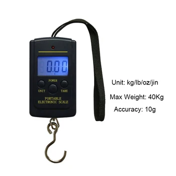 40kg X 10g Mini Digital Skala for Fiskeri Bagage Rejse Vægtning Bismer Hængende Elektroniske Hook Skala Fiskeri Udstyr