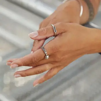 V-COOL Buddha Herre Gamle Buddha-Ring 3mm vintage ringe til kvinder, Sølv-farve Bryllup Engagement Kvindelige Finger Smykker VR387 113183