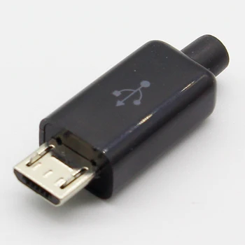 Gratis forsendelse 10stk Mikro-USB-5PIN Svejsning Type Mand Plug Oplader Stik 5P USB-Hale ladestik 4 i 1 Hvid Sort
