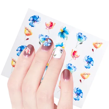 Nail Stickers Vand Overføre Flere Farver Blomster Design Søm Mærkat Dekoration Tips Til Skønhedssaloner