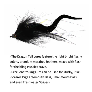Bimoo 10stk 2/0# Store Dragontail Flyve Set Saltvand Bas Muskie Fiskeri Streamer Fluer 5 Farver Blandet
