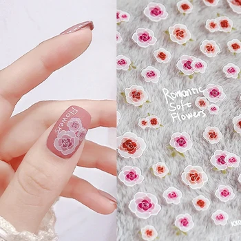1 stk Pink Camellia Søm Mærkat Tiger 3D Prægede Butterfly Nail Stickers Water Slide Nail Art Decals Materialer TS Mærkat 2