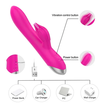 Klitoris Stimulation Sex Legetøj til Kvinder Chargable Dildo Vibrator Voksen Produkter 2 Motorer med 10 Hastigheder G-spot Rabbit Vibrator 114948
