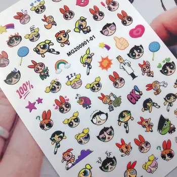 DIY Japansk Tegnefilm Nail Art Stickers Tynd Gennemsigtig Selvklæbende Søm Kunst Klistermærker med Søde Tegneserie Lille Politiassistent Nail Stickers